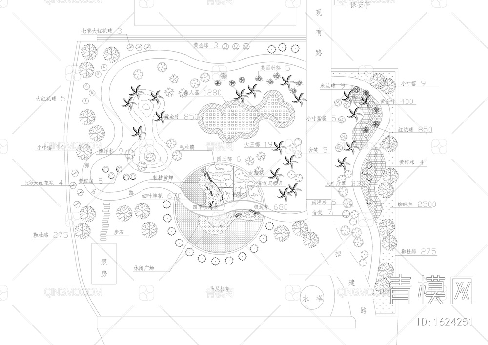 雅域小游园环境设计平面图【ID:1624251】