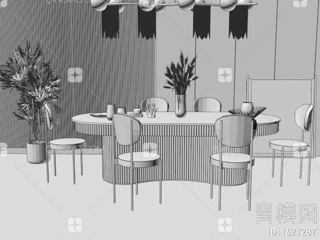 生活家具  餐桌椅3D模型下载【ID:1621287】