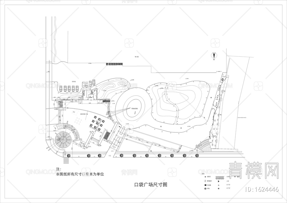 口袋公园广场公厕CAD设计图【ID:1624446】