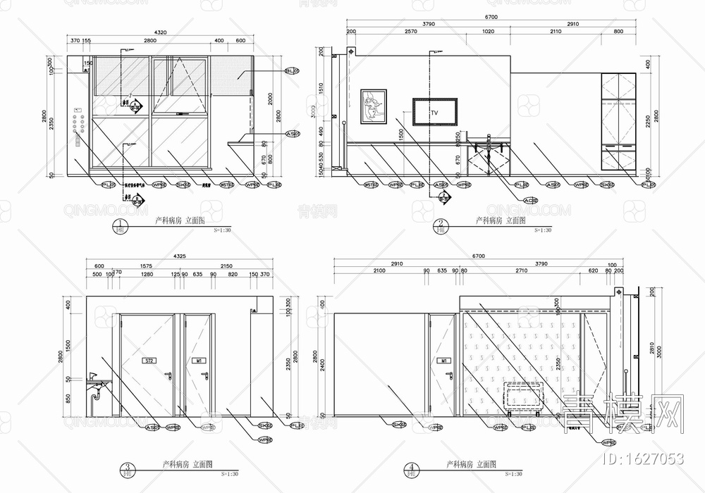 私立高端妇产医院室内施工图 医院 门诊 产科 妇产科【ID:1627053】