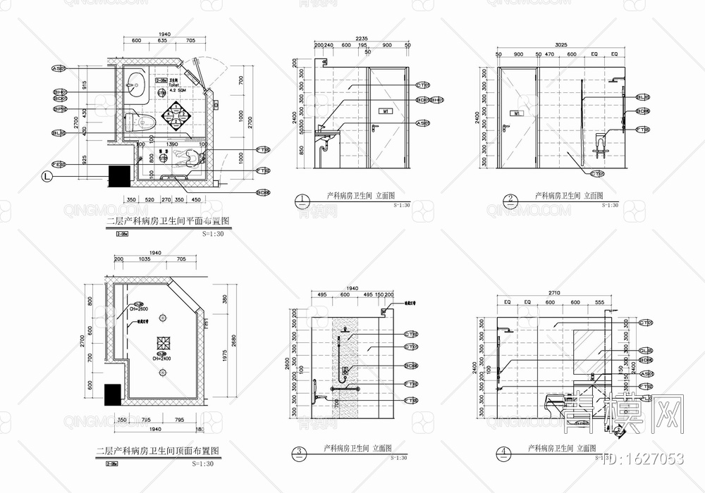 私立高端妇产医院室内施工图 医院 门诊 产科 妇产科【ID:1627053】