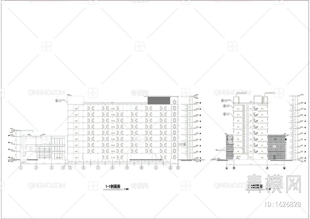 九层假日酒店全套建筑CAD图【ID:1626828】