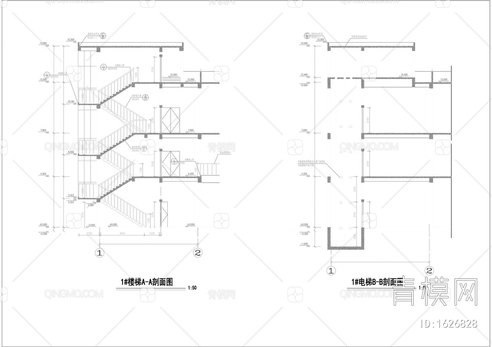 九层假日酒店全套建筑CAD图【ID:1626828】