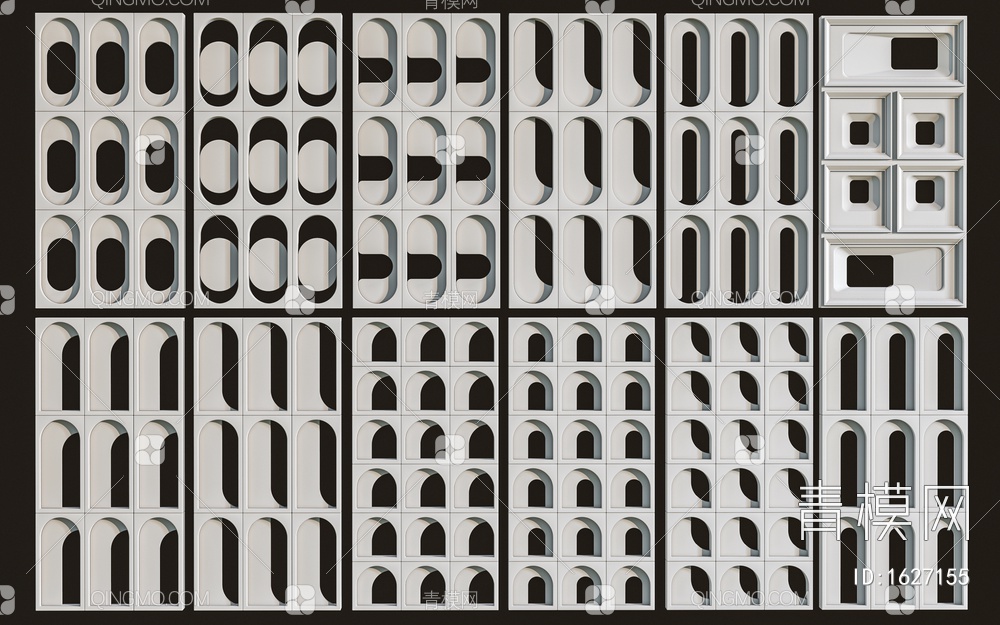 预制砖墙 镂空转隔断 水泥镂空砖 空心砖SU模型下载【ID:1627155】