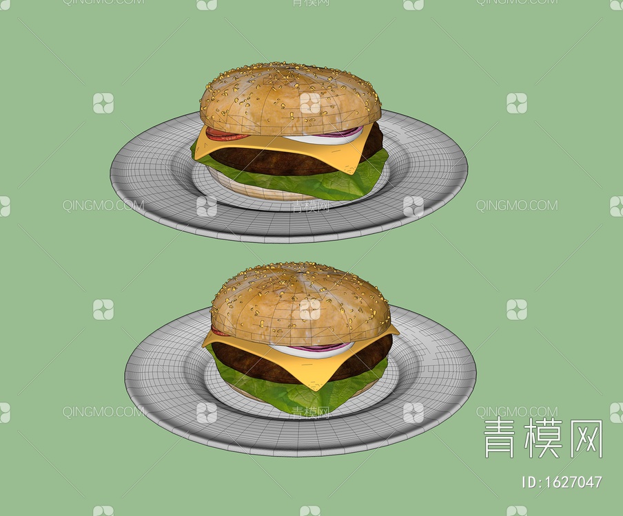 食物食品 汉堡包SU模型下载【ID:1627047】