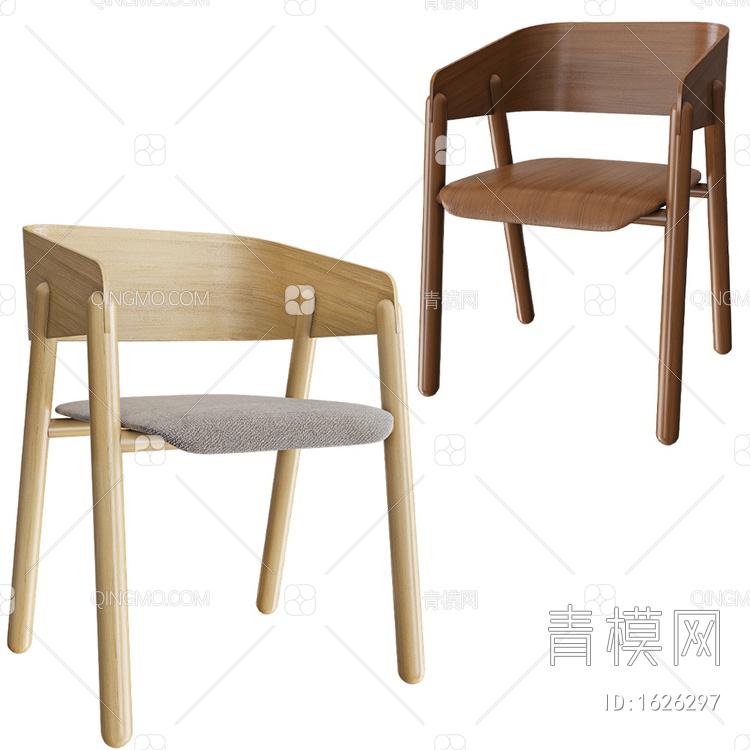 Mava休闲单椅 木椅3D模型下载【ID:1626297】
