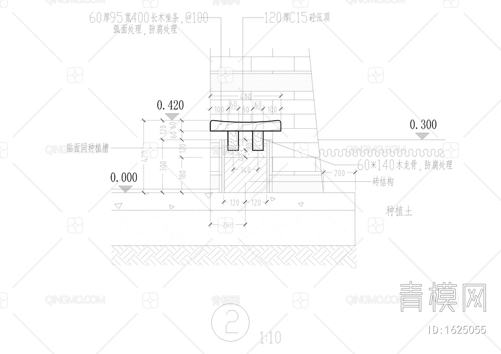 公园景观花架CAD详图【ID:1625055】