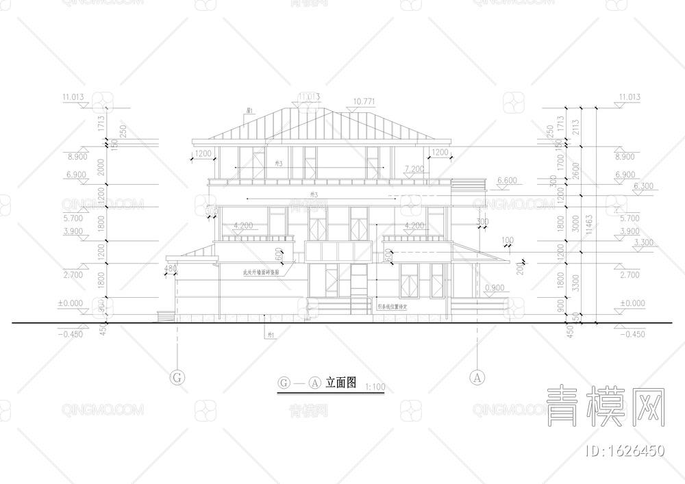 三层经典别墅建筑【ID:1626450】