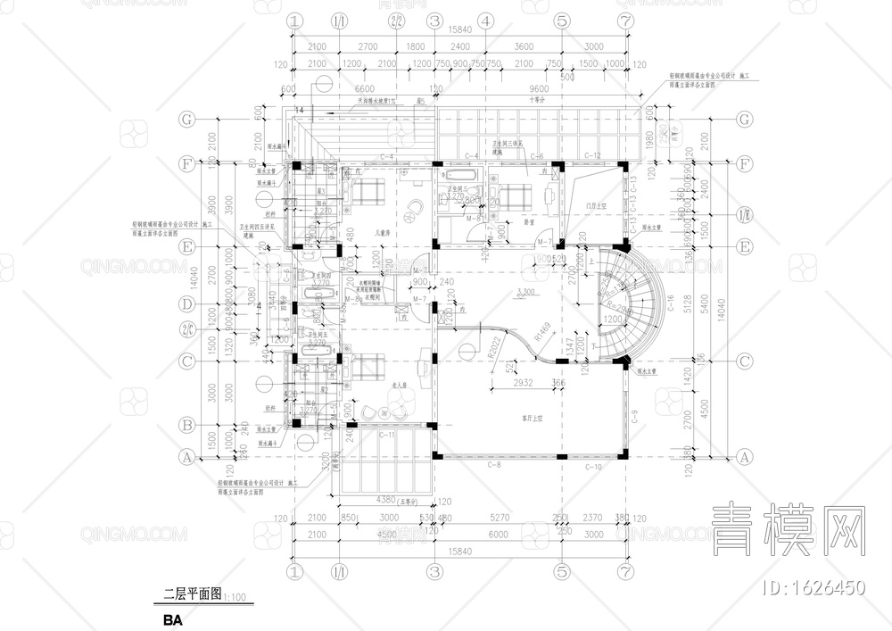 三层经典别墅建筑【ID:1626450】