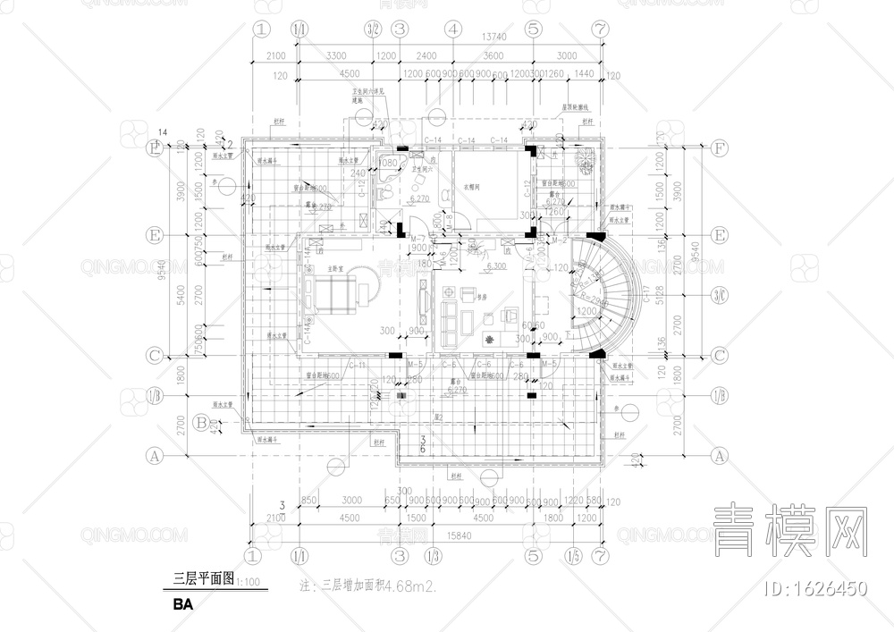 三层经典别墅建筑【ID:1626450】