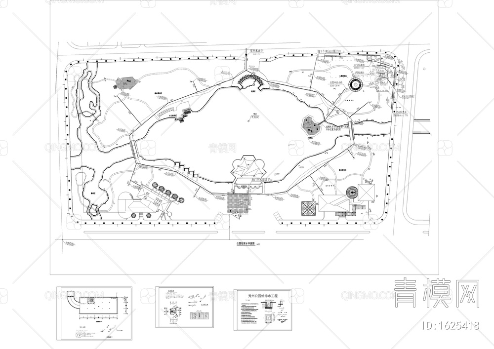 公园给排水灌溉cad图【ID:1625418】