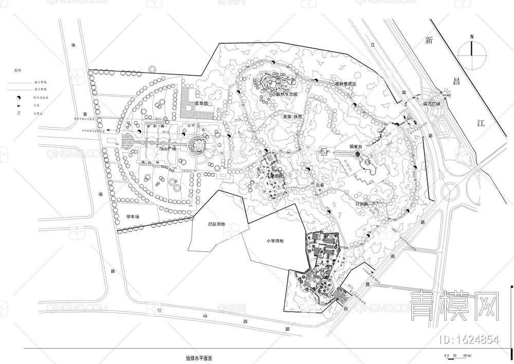 公园给排水平面图【ID:1624854】