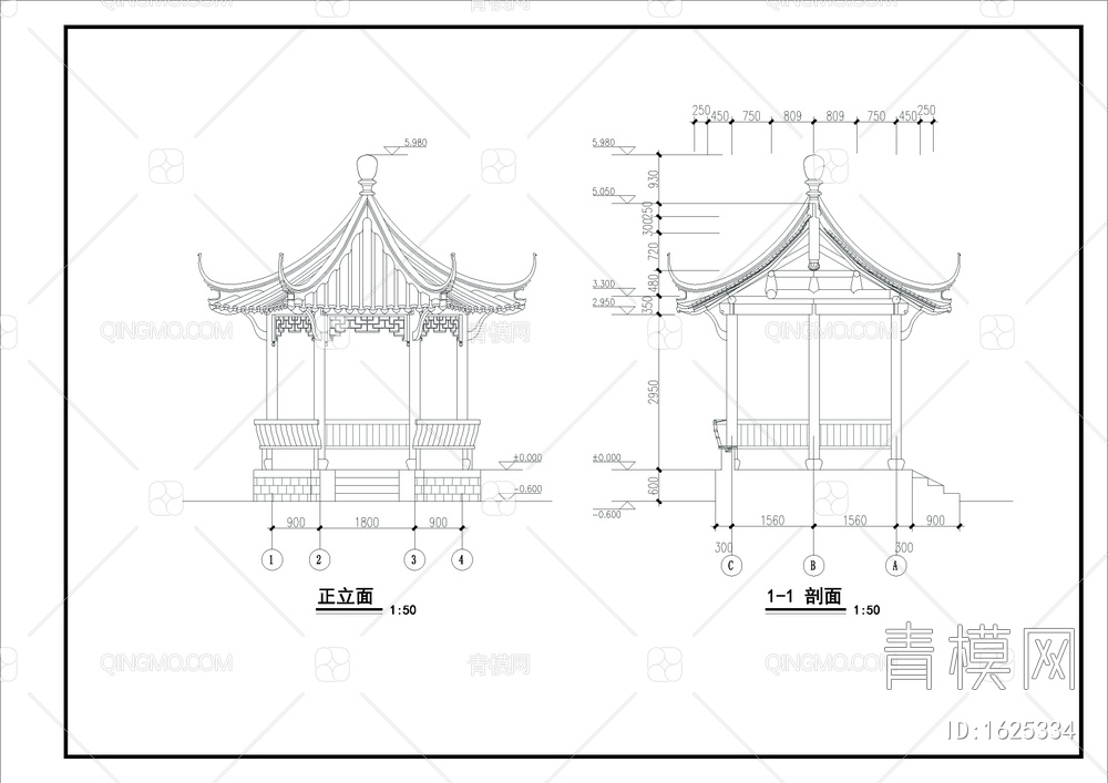 观景古亭CAD建筑图【ID:1625334】