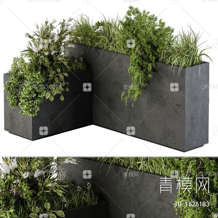 绿植盆栽 植物花箱3D模型下载【ID:1626183】