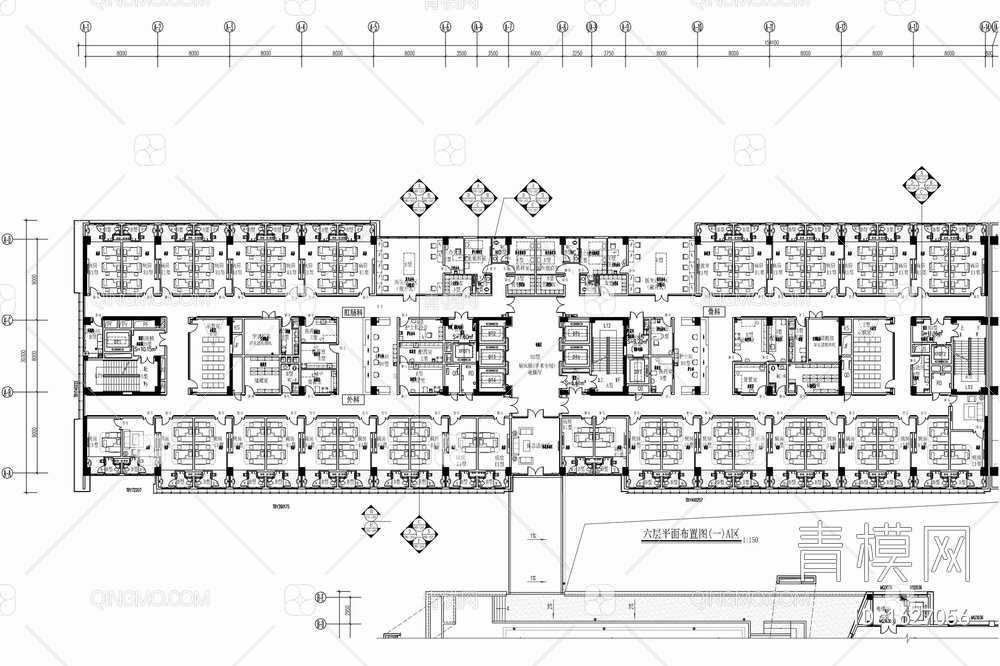 大型医院室内施工图 医院 门诊 中医院 住院部【ID:1627056】