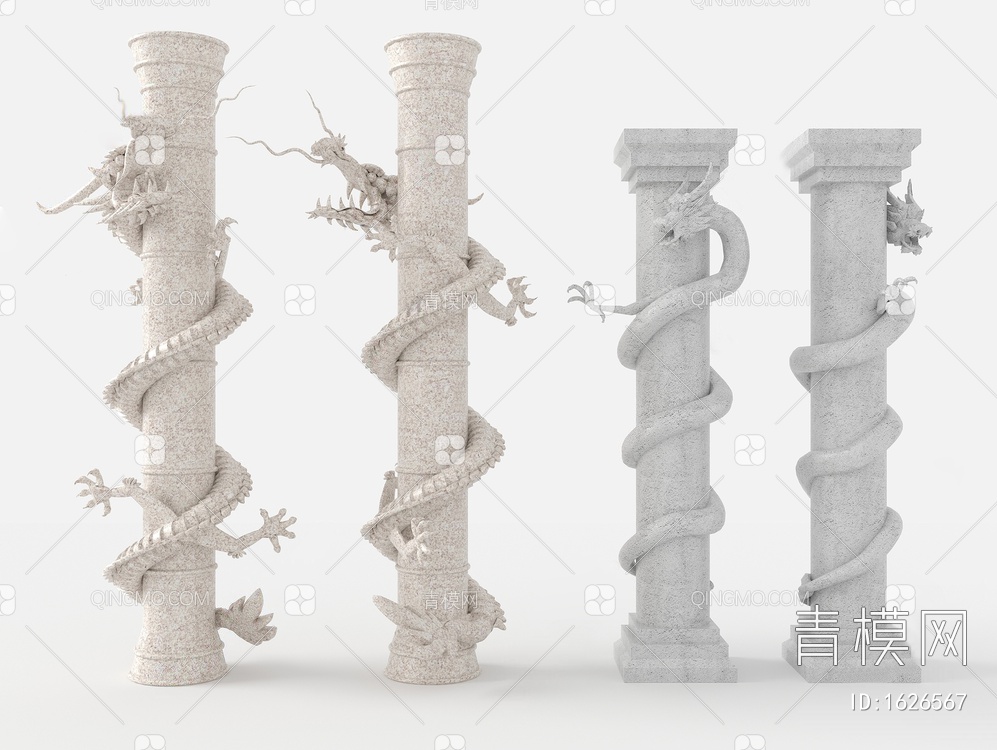 石柱建筑3D模型下载【ID:1626567】