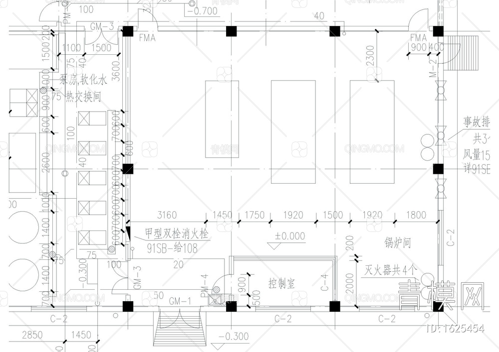 锅炉房浴室CAD给排水图【ID:1625454】