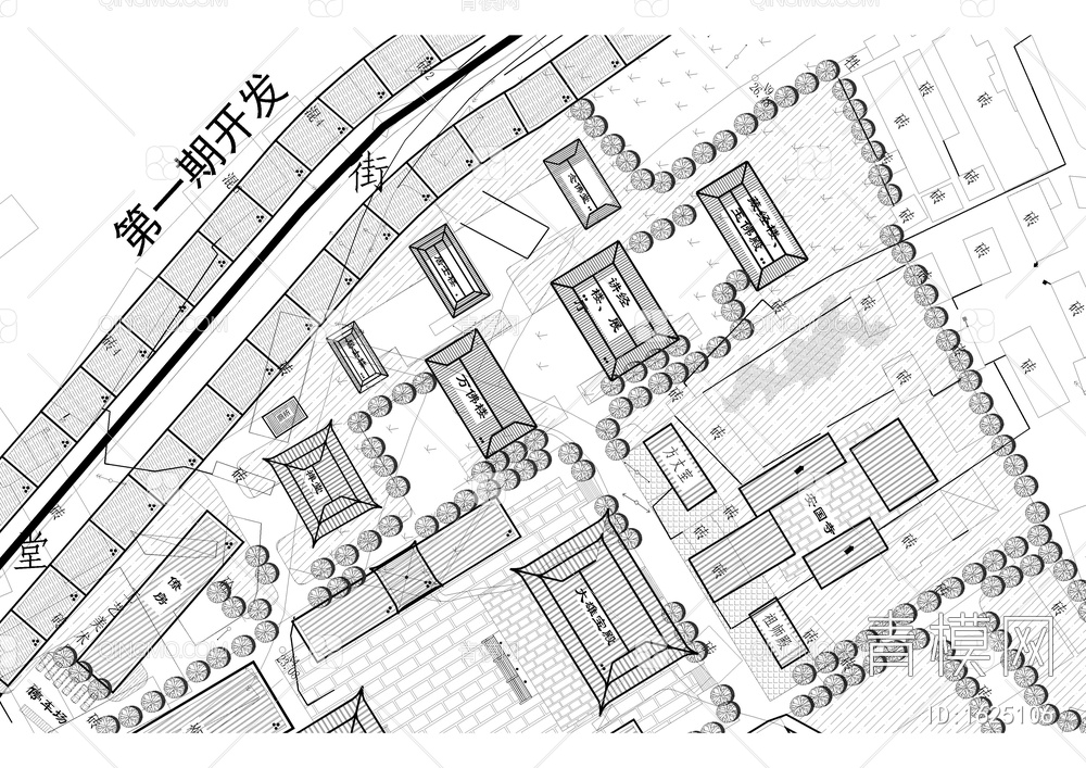 寺庙景观规划平面图【ID:1625106】