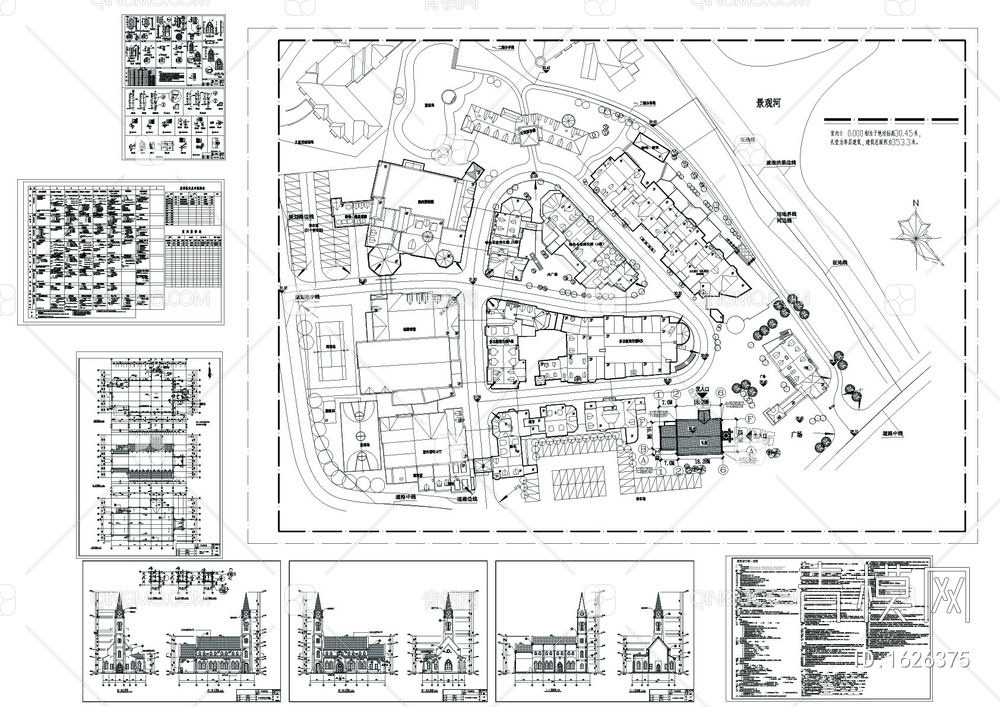 教堂全套建筑图【ID:1626375】