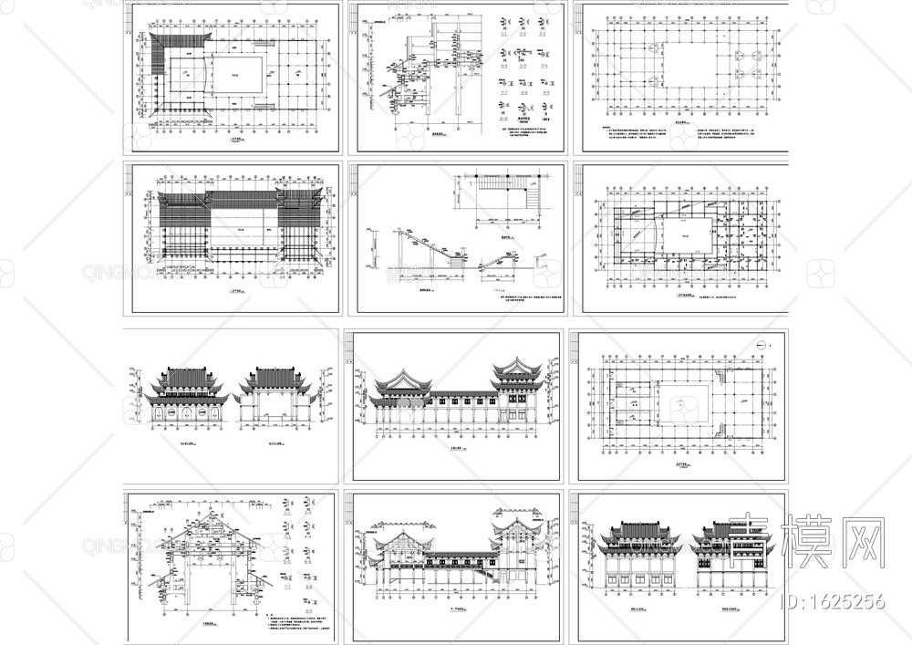 古建筑祠堂戏台设计cad图【ID:1625256】