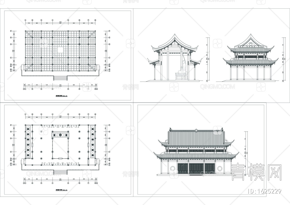 古代灵隐药师殿CAD图【ID:1625229】