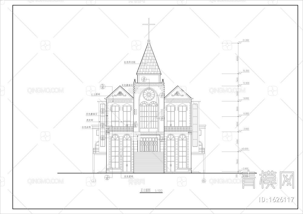 基督教会全套建筑cad图【ID:1626117】