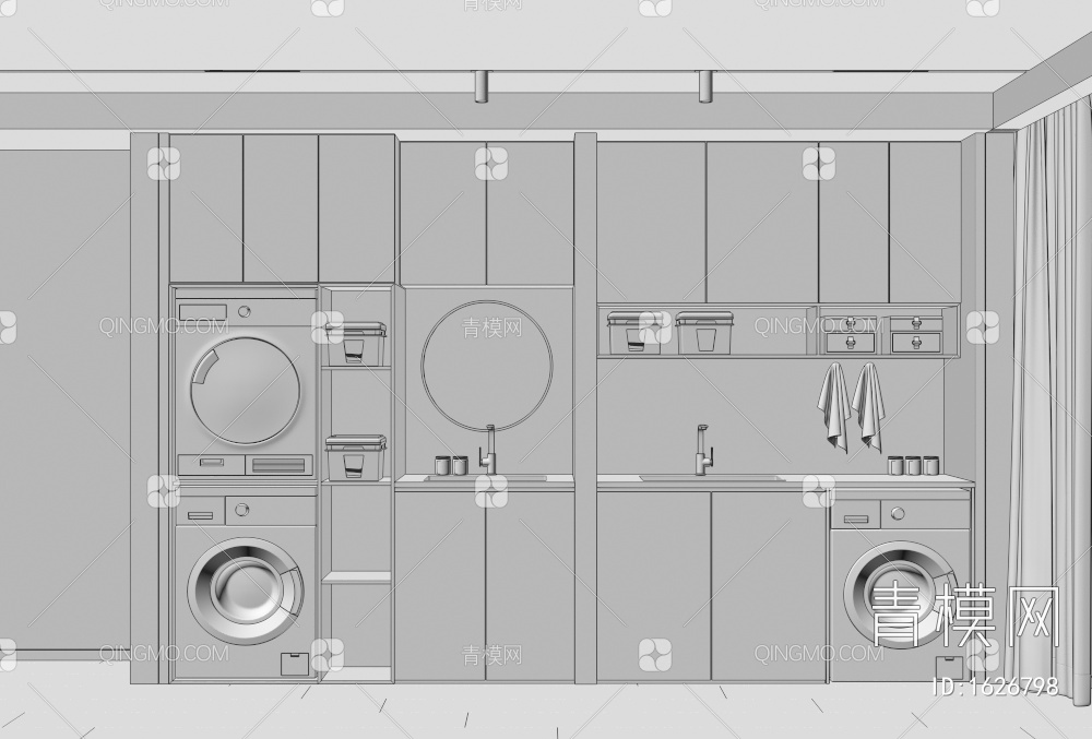 洗衣机柜3D模型下载【ID:1626798】