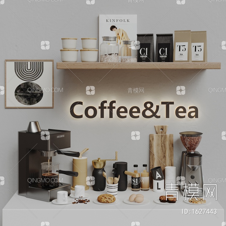 咖啡摆件 咖啡机 甜品3D模型下载【ID:1627443】