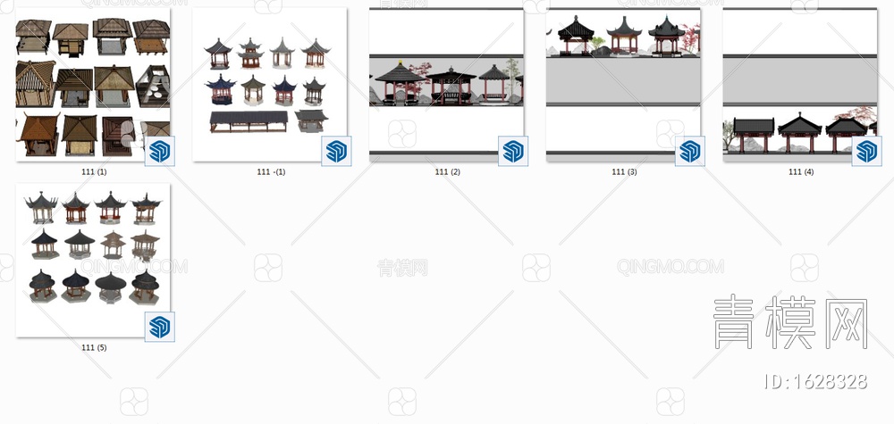 亭子组合SU模型下载【ID:1628328】