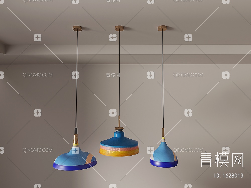 吊灯组合 单头吊灯  餐厅吊灯 个性灯具 吧台吊灯3D模型下载【ID:1628013】