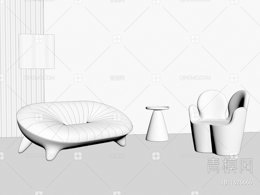 双人沙发3D模型下载【ID:1626666】