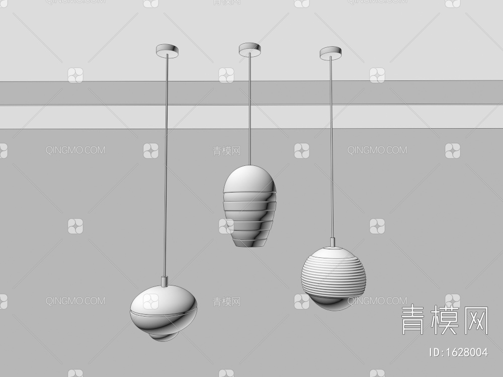 吊灯组合 单头吊灯餐厅吊灯 个性灯具 吧台吊灯3D模型下载【ID:1628004】