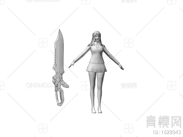 虚拟人物 刀修女生3D模型下载【ID:1628043】