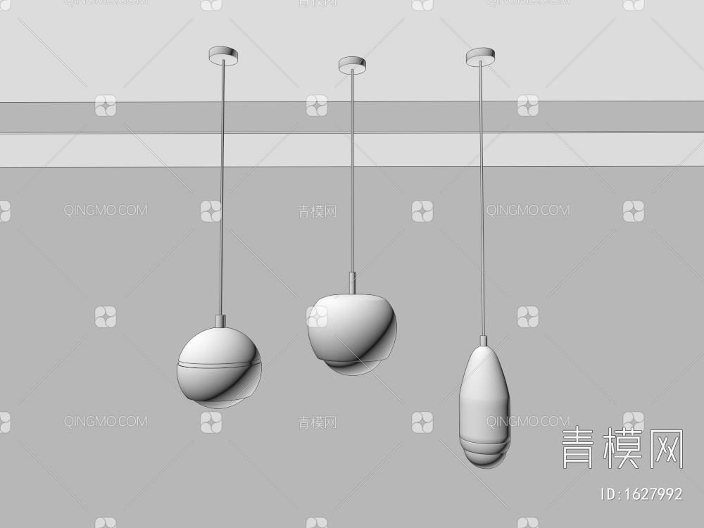 吊灯组合 单头吊灯  餐厅吊灯 个性灯具 吧台吊灯3D模型下载【ID:1627992】