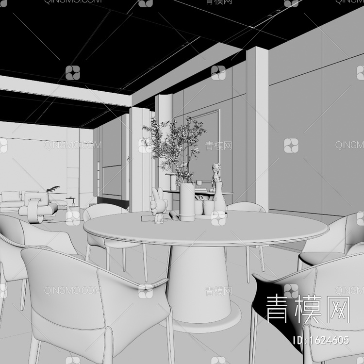 别墅 家居客餐厅3D模型下载【ID:1624605】