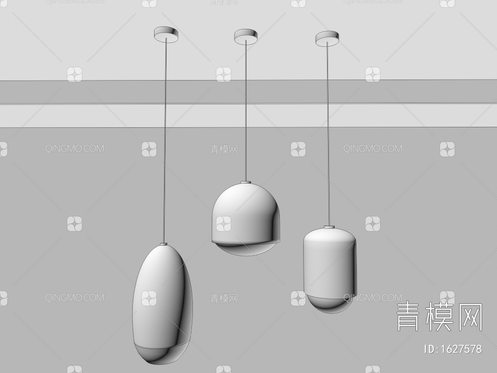 吊灯组合 单头吊灯  餐厅吊灯 个性灯具 吧台吊灯3D模型下载【ID:1627578】
