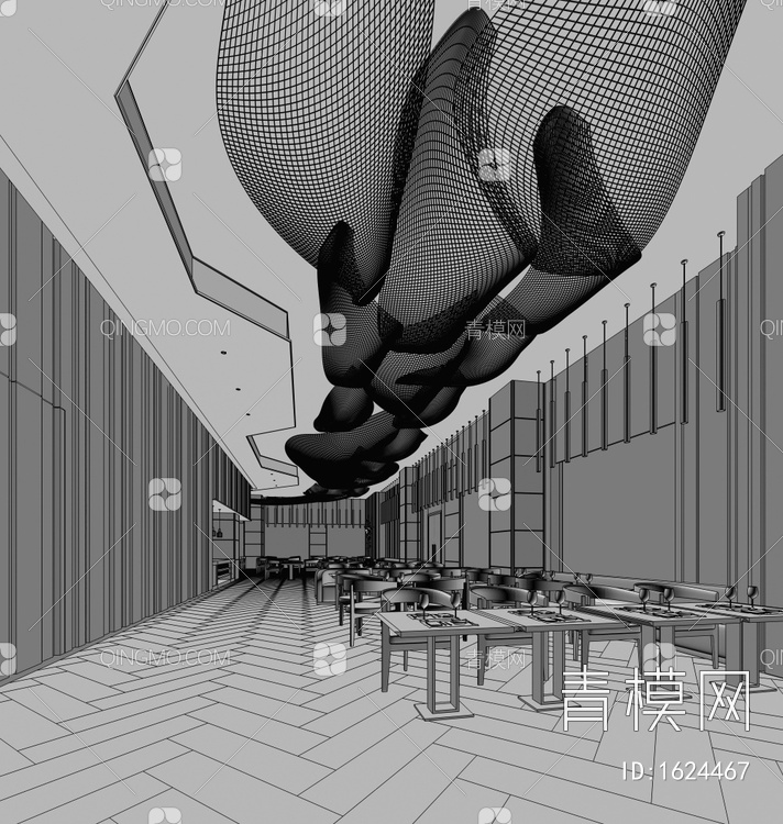 希尔顿全日餐，酒店餐厅3D模型下载【ID:1624467】