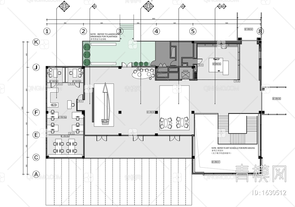 度假酒店接待大堂室内施工图 大堂吧 接待台 接待大厅【ID:1630512】