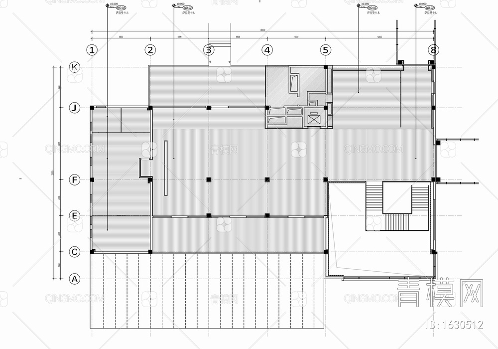 度假酒店接待大堂室内施工图 大堂吧 接待台 接待大厅【ID:1630512】