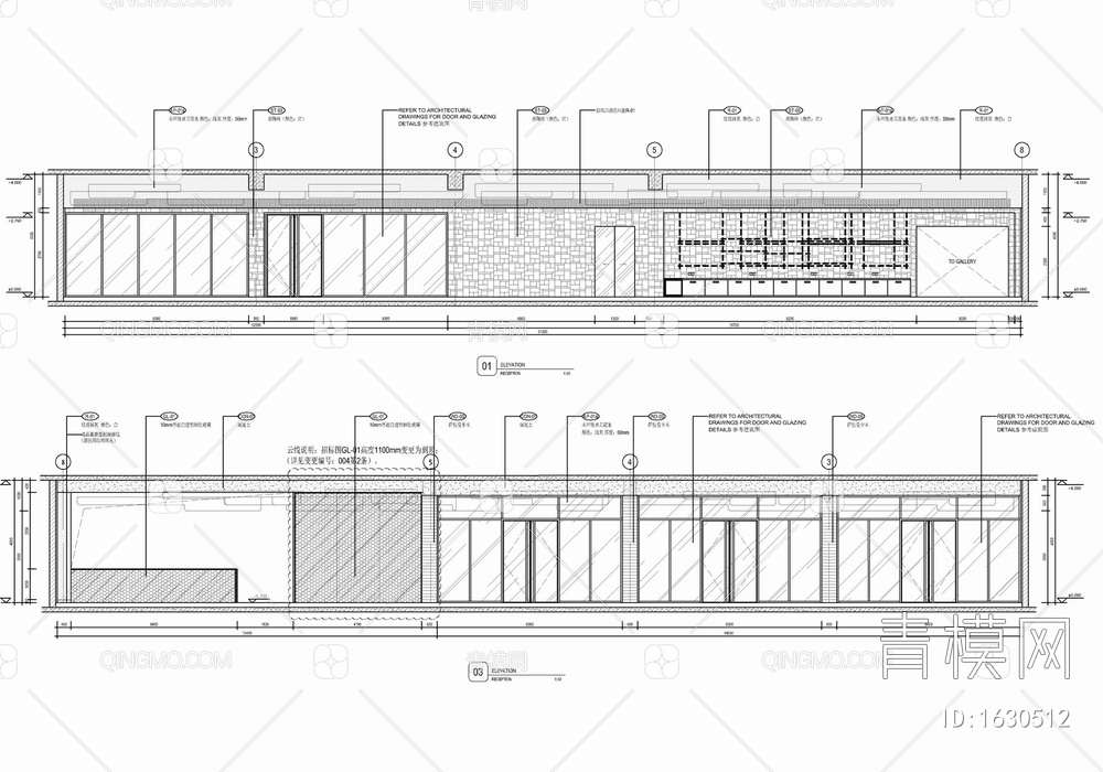 度假酒店接待大堂室内施工图 大堂吧 接待台 接待大厅【ID:1630512】