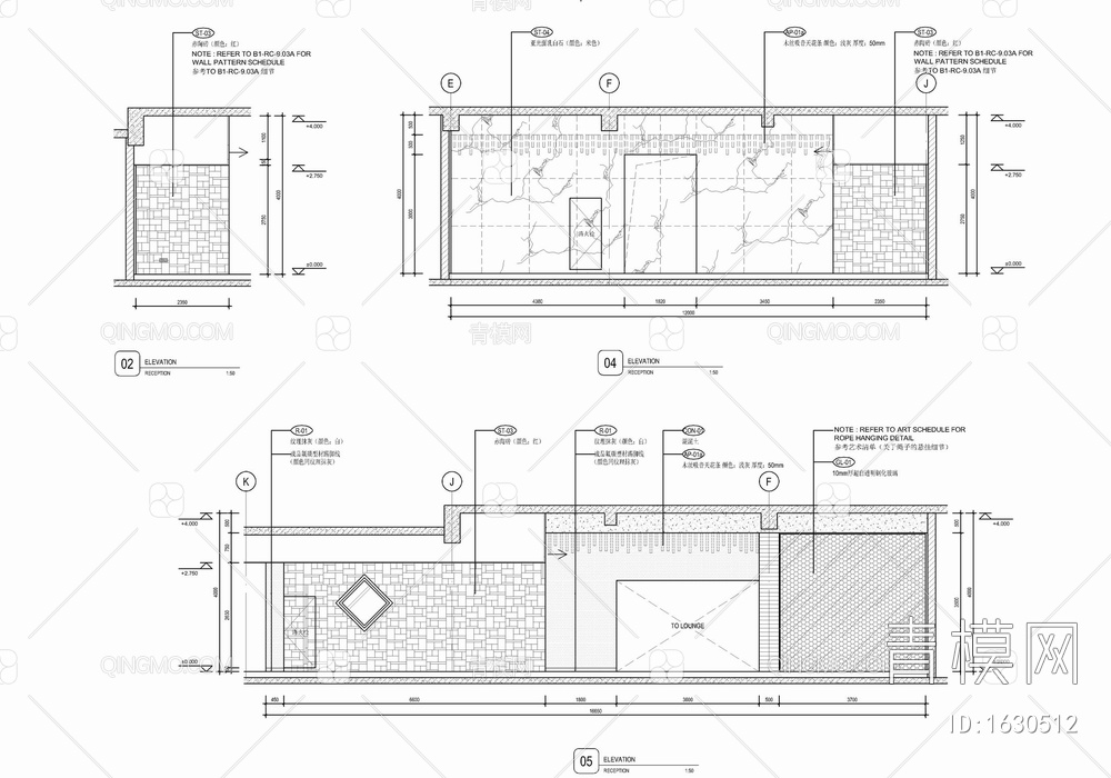 度假酒店接待大堂室内施工图 大堂吧 接待台 接待大厅【ID:1630512】