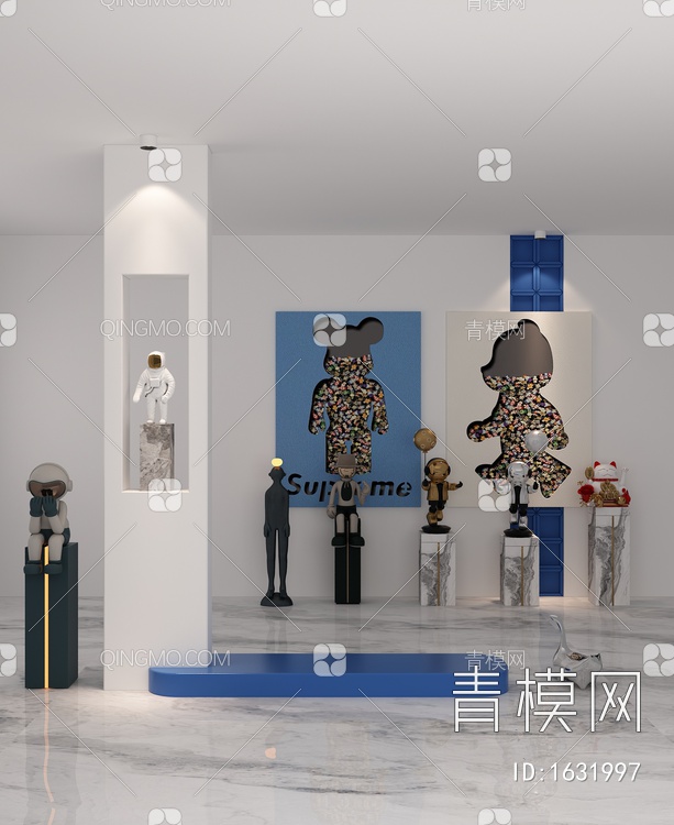 暴力熊装饰画 人物招财猫雕塑3D模型下载【ID:1631997】