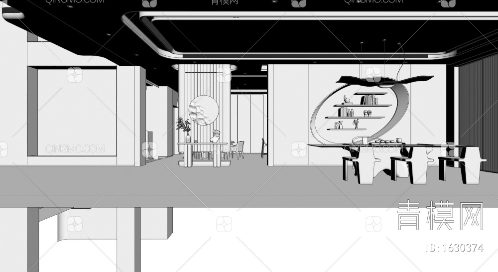 别墅茶室3D模型下载【ID:1630374】
