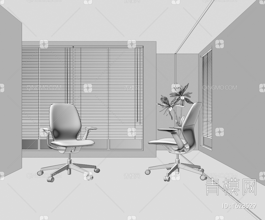 滑轮椅子 办公椅3D模型下载【ID:1628529】