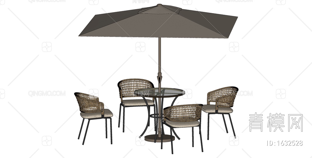 户外桌椅组合 户外休闲桌椅SU模型下载【ID:1632528】