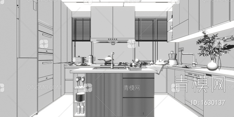 厨房，橱柜3D模型下载【ID:1630137】