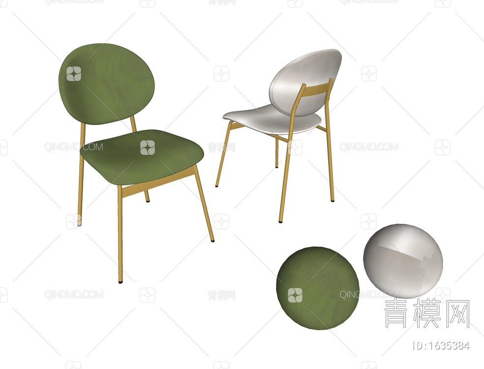 单椅餐椅SU模型下载【ID:1635384】