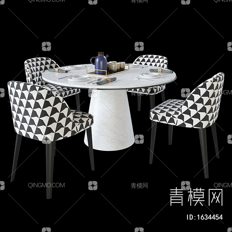 餐桌椅组合3D模型下载【ID:1634454】