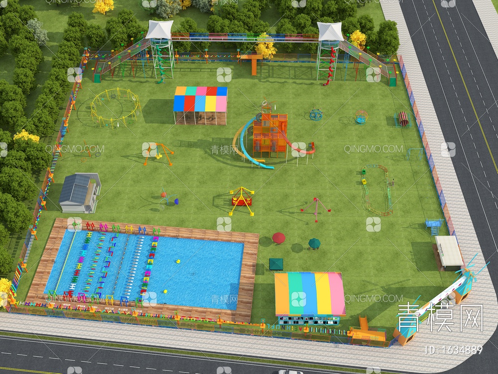 无动力儿童乐园、游乐园3D模型下载【ID:1634889】