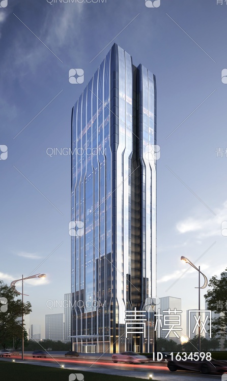 密斯氪-金融企业超高层办公大楼SU模型下载【ID:1634598】
